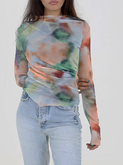 Mock Neck Chiffon