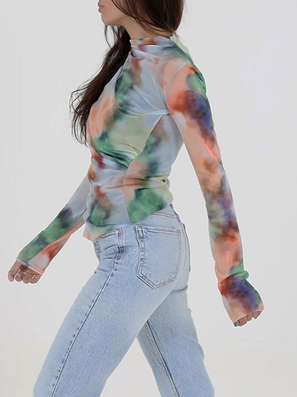 Mock Neck Chiffon