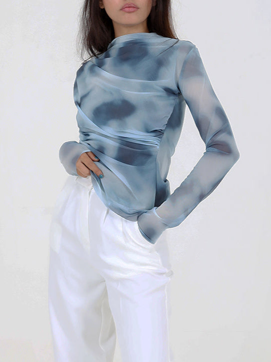Mock Neck Chiffon