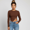 Asymmetrical Ribbed Button-Detail Top