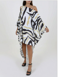 Zebra Print Asymmetric Off-Shoulder Dress