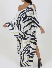 Zebra Print Asymmetric Off-Shoulder Dress